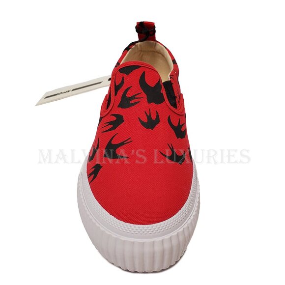 McQ ALEXANDER McQUEEN SNEAKERS SWALLOW LOW TOP RED / BLACK SHOES $235  IT 39 / 9 - Picture 7 of 13